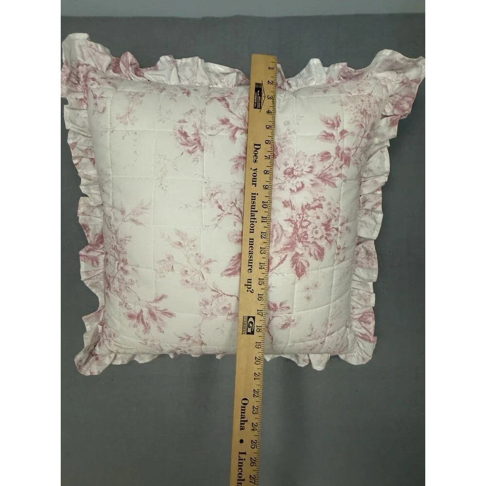 Cabbages & Roses London Pink Alderney Raspberry Quilted Euro Sham Pillows Set 2